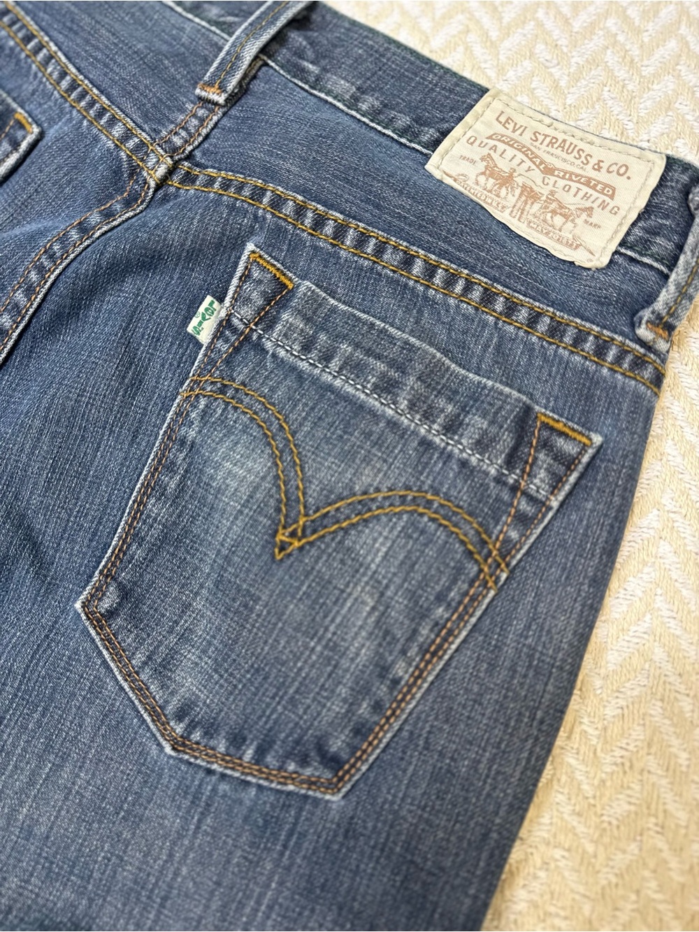 Rare Levi’s 539 Eco Vintage Straight Jeans White Green Tab 30x32